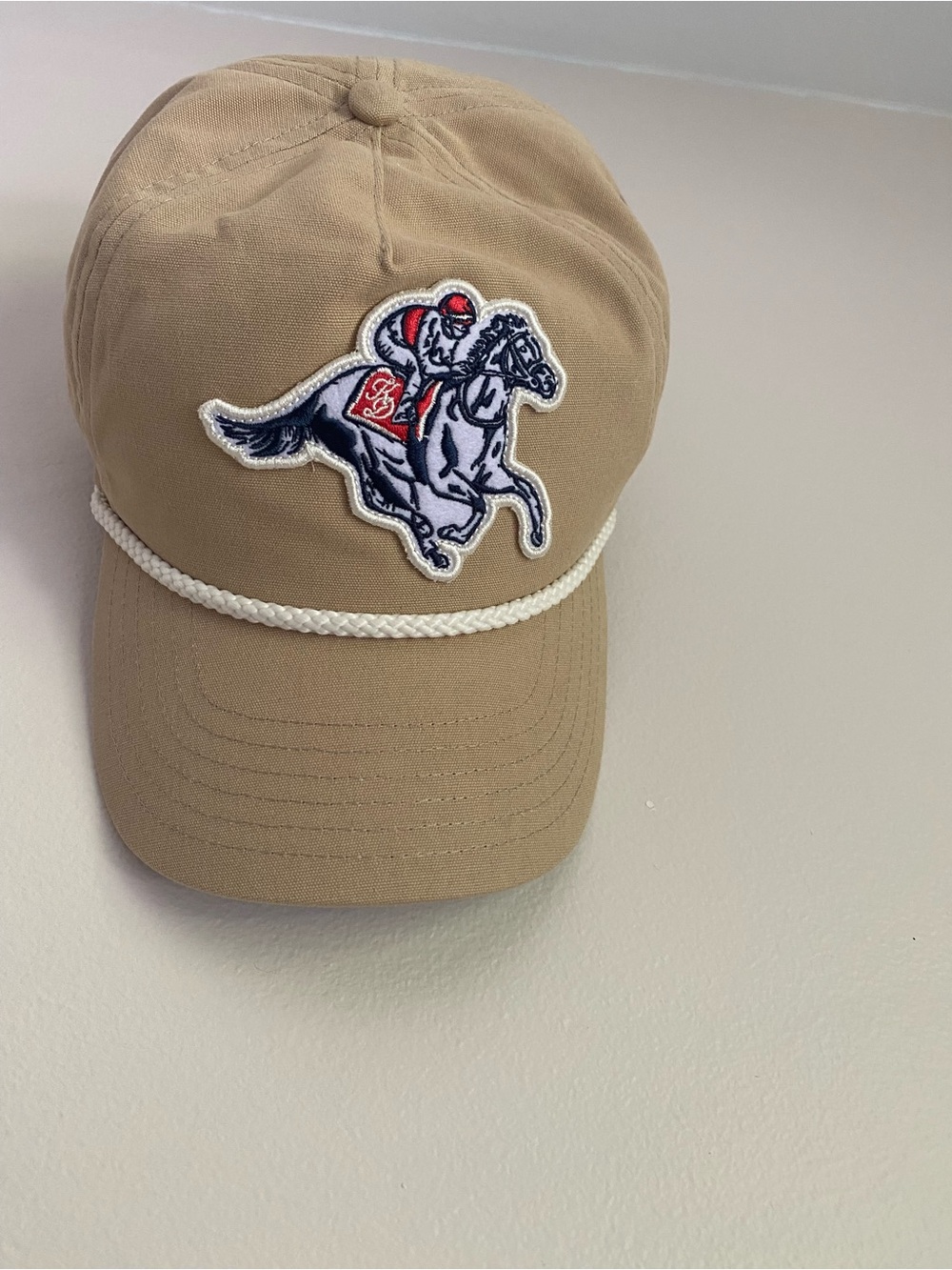 Vineyard Vines 5 Panel Kentucky Derby Hat Horse Patch Hat Beige Hat